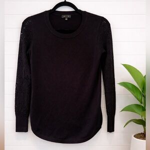✨Lety & Me Black Lace Sleeve Sweater | Size Small | Elegant Long Sleeve Knit Top